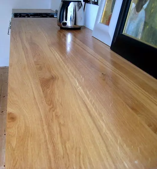Solid oak worktop with a Danish oil finish 